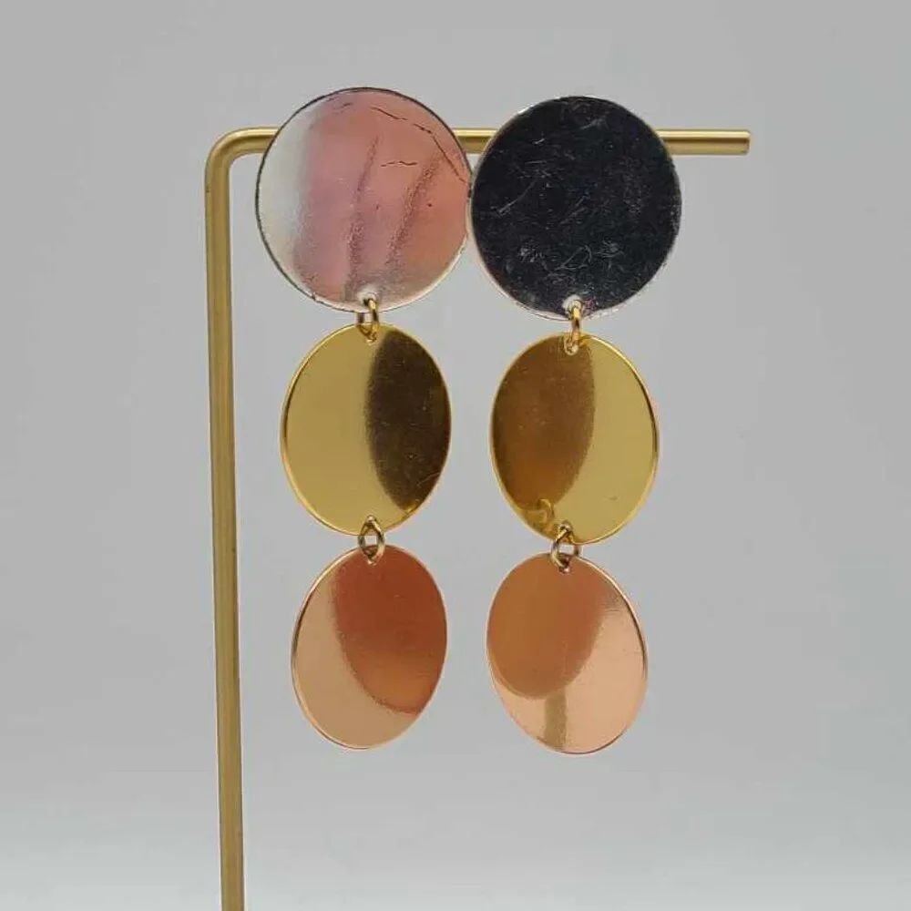 J Crew Tri Color Disk Drop Earrings